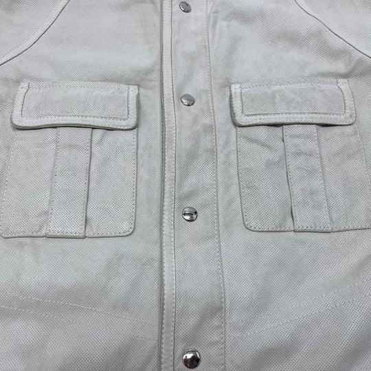 GUCCI Jacket leather white apparel punching mens 50 Used Authentic