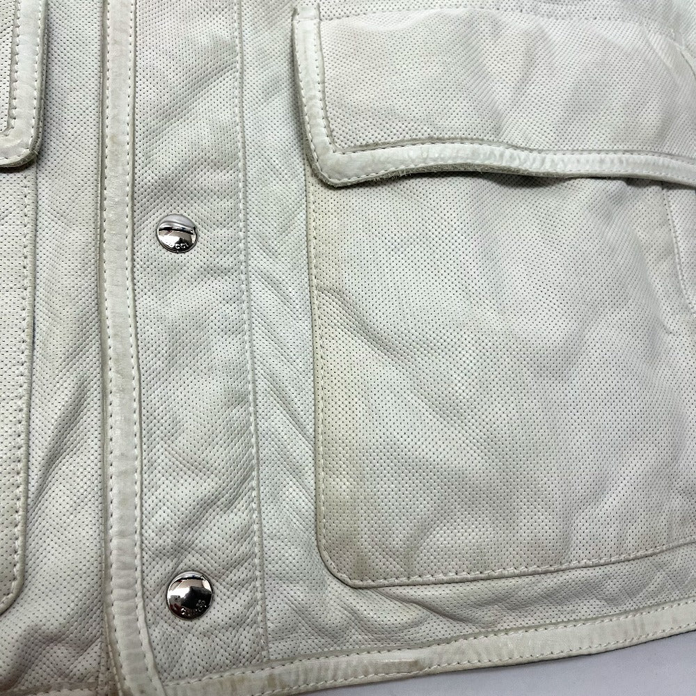 GUCCI Jacket leather white apparel punching mens 50 Used Authentic