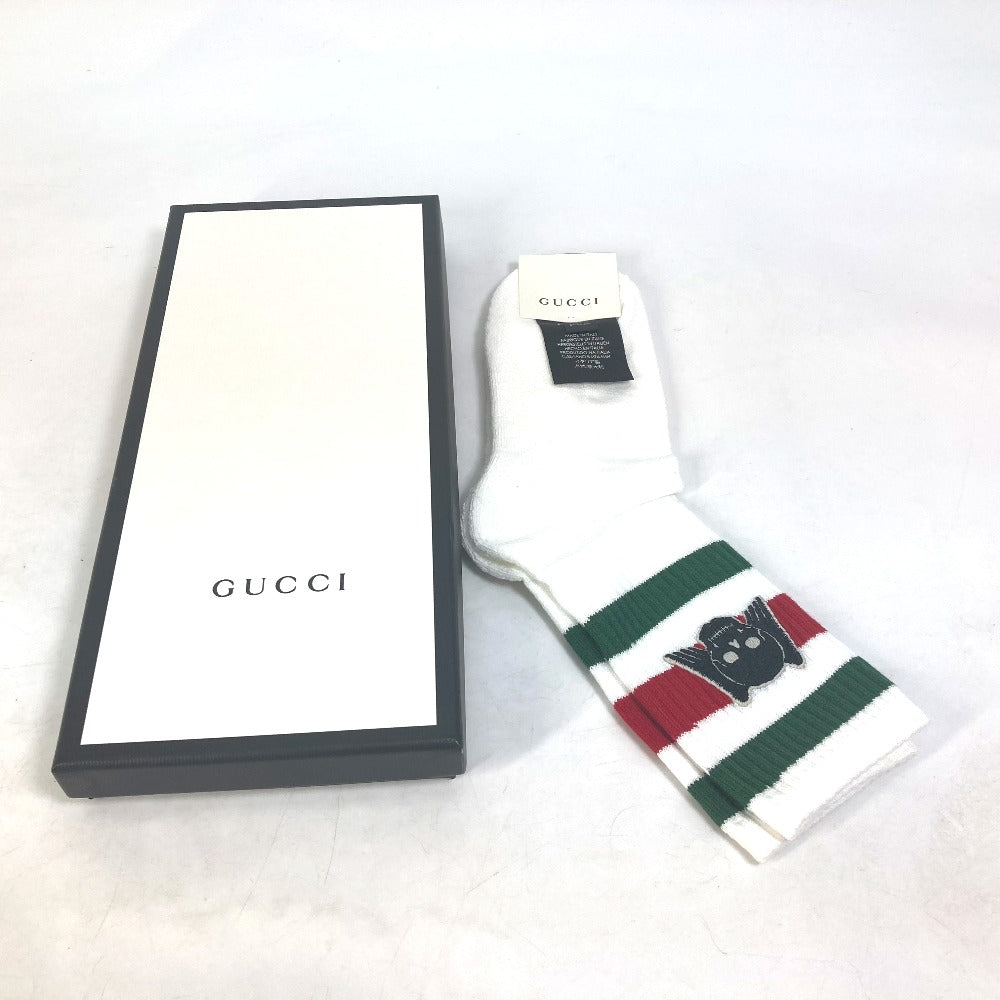 GUCCI socks 553123 cotton white Pair set wing skull mens M Used Authentic