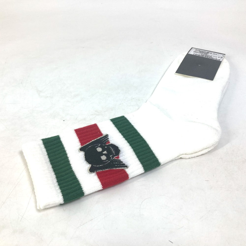 GUCCI socks 553123 cotton white Pair set wing skull mens M Used Authentic