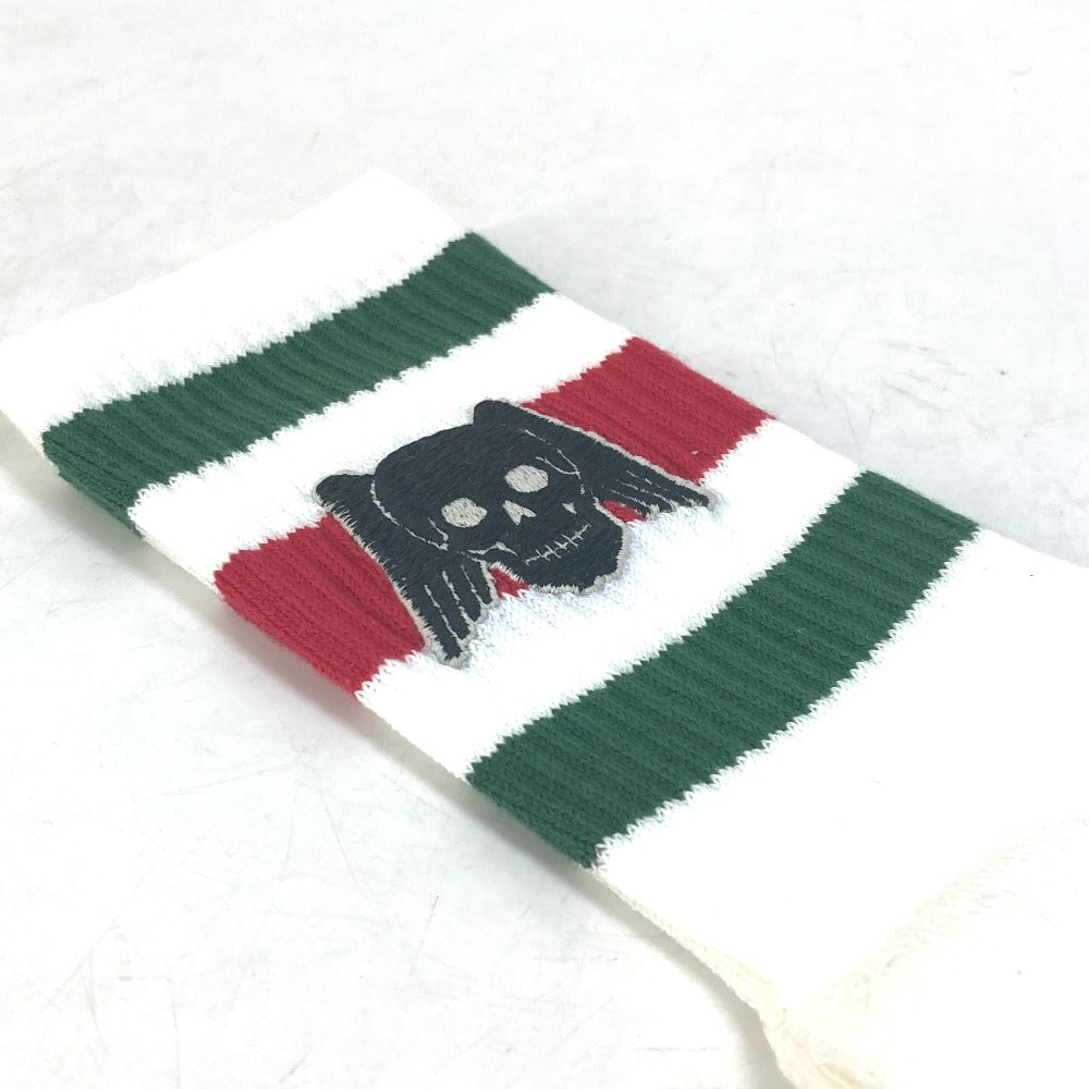 GUCCI socks 553123 cotton white Pair set wing skull mens M Used Authentic