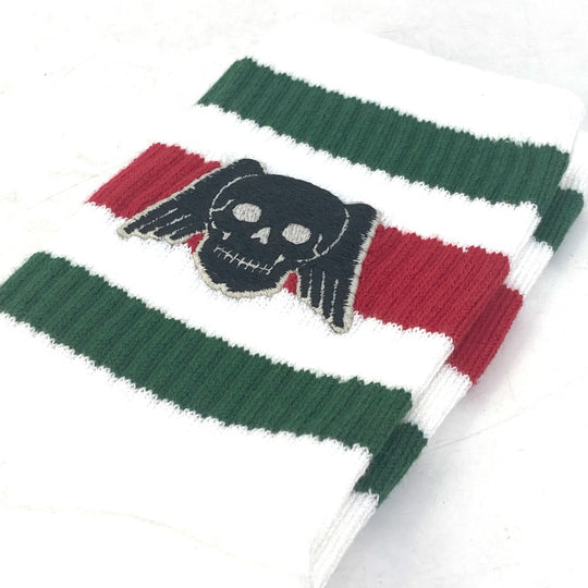 GUCCI socks 553123 cotton white Pair set wing skull mens M Used Authentic