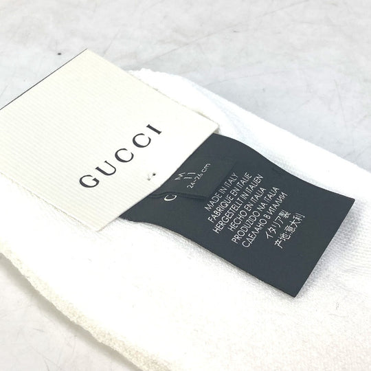 GUCCI socks 553123 cotton white Pair set wing skull mens M Used Authentic