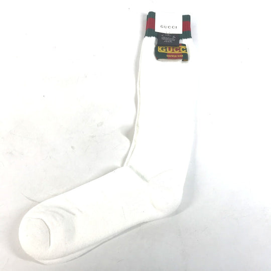 GUCCI socks 537821 Cotton, Nylon white Dapper Dan collaboration logo Sherry Line mens L 26-28cm Used Authentic