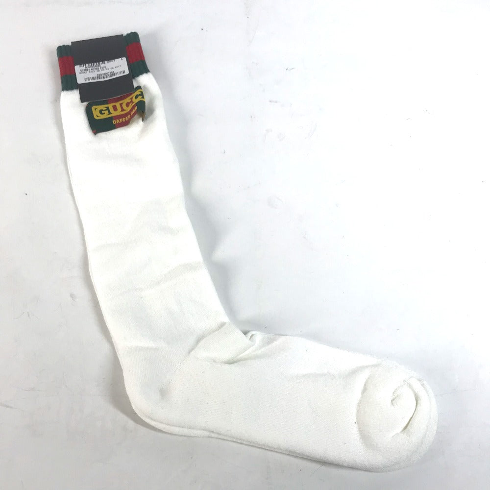 GUCCI socks 537821 Cotton, Nylon white Dapper Dan collaboration logo Sherry Line mens L 26-28cm Used Authentic