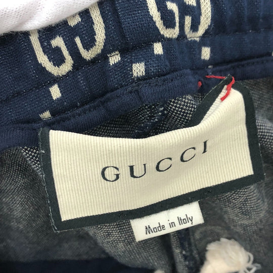 GUCCI Pants 496920 cotton Navy GG Jacquard All-Over Print Truck mens ‚l Used Authentic