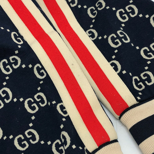 GUCCI Pants 496920 cotton Navy GG Jacquard All-Over Print Truck mens ‚l Used Authentic