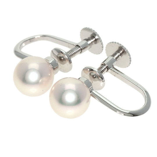 POLA Earring K14WG white Akoya pearl Pearl Women Used Authentic