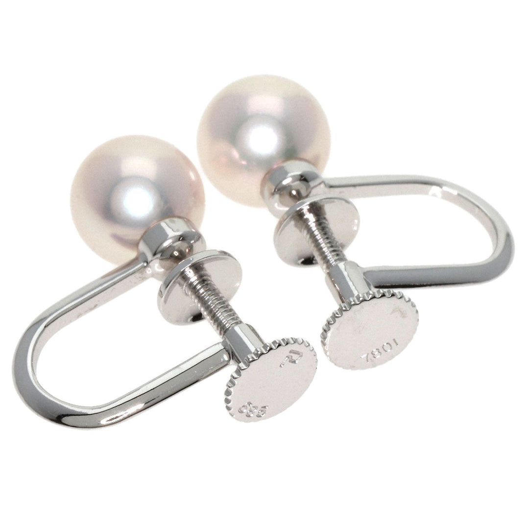 POLA Earring K14WG white Akoya pearl Pearl Women Used Authentic