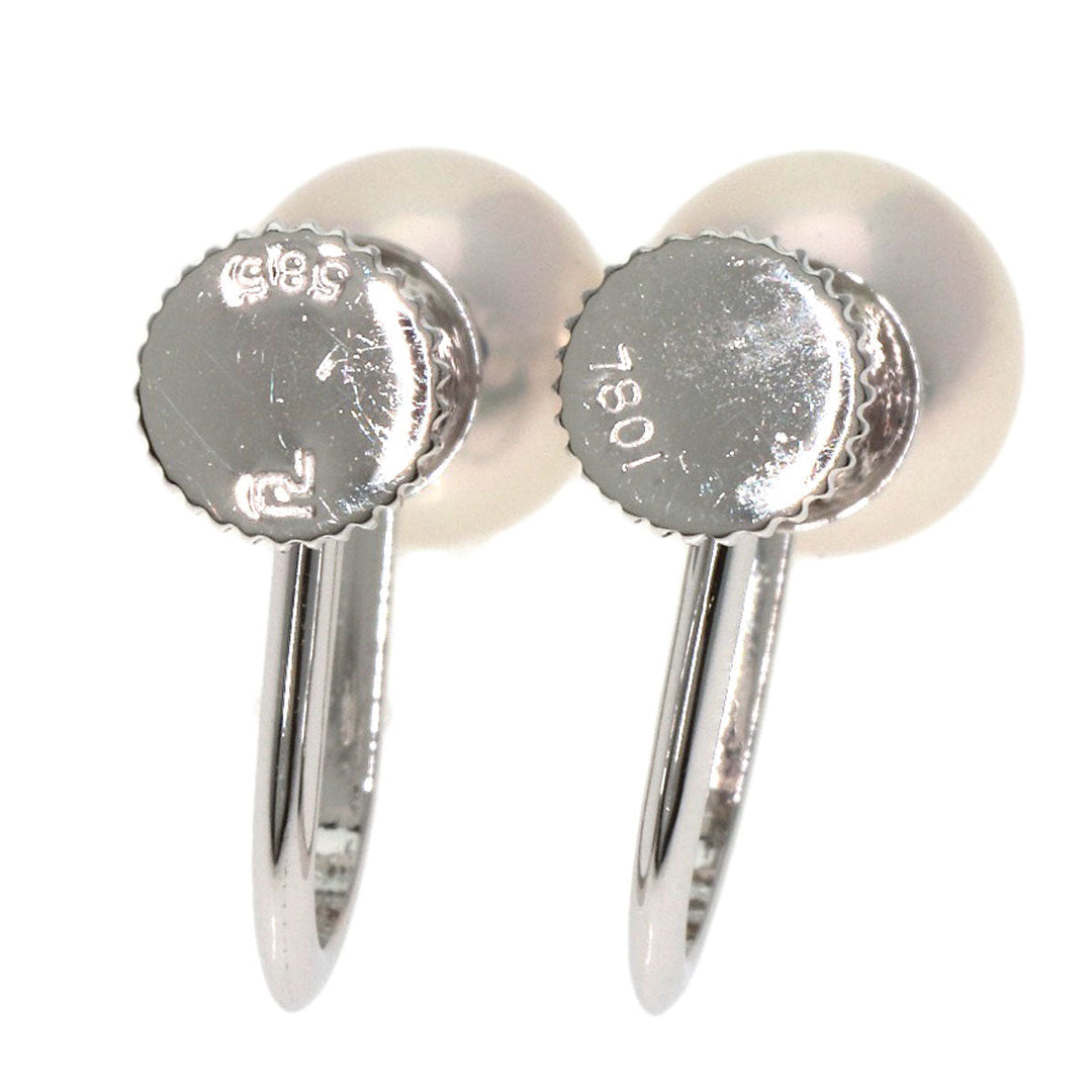 POLA Earring K14WG white Akoya pearl Pearl Women Used Authentic