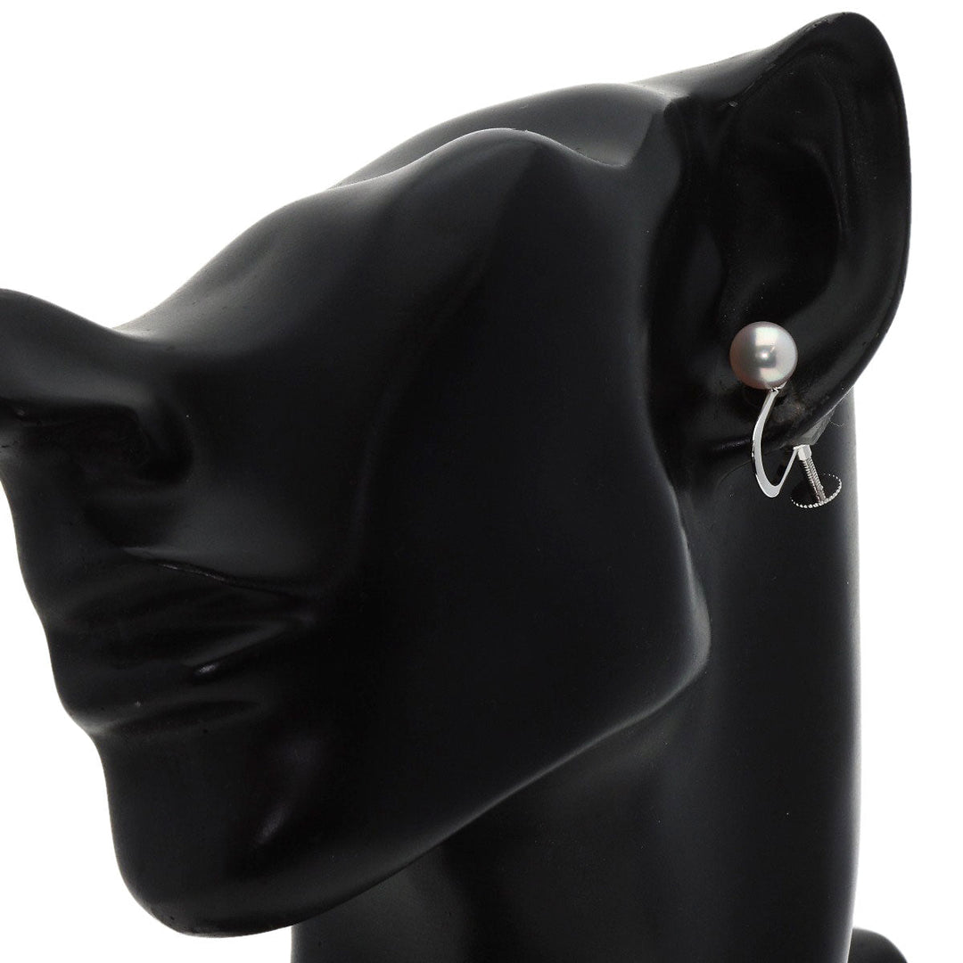 POLA Earring K14WG white Akoya pearl Pearl Women Used Authentic