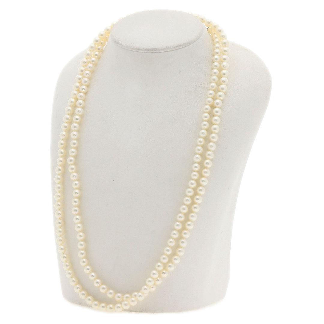 MIKIMOTO Necklace K14WG white Long Pearl Women Used Authentic