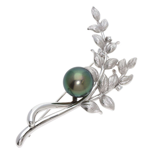 TASAKI Brooch K18WG Silver Pearl pearl diamond