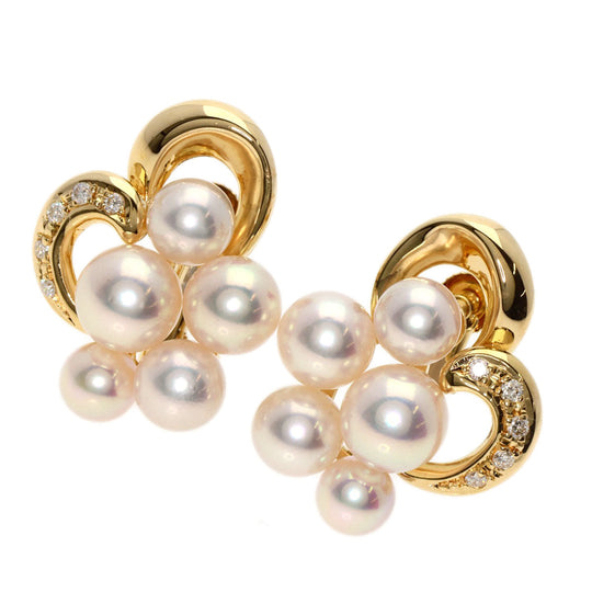TASAKI Earring 18K Yellow Gold gold Akoya Pearl Diamond Women Used Authentic