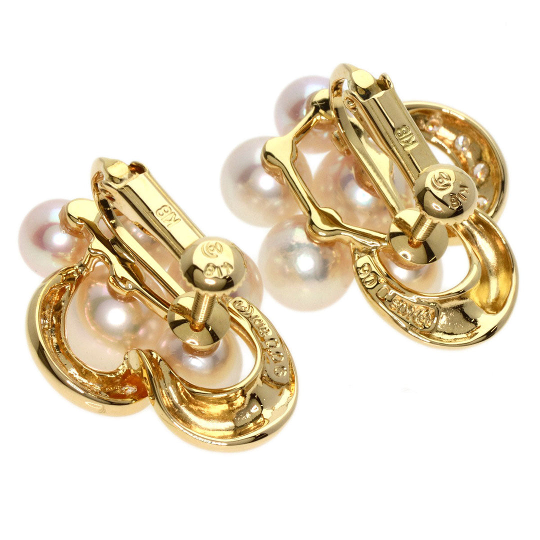 TASAKI Earring 18K Yellow Gold gold Akoya Pearl Diamond Women Used Authentic