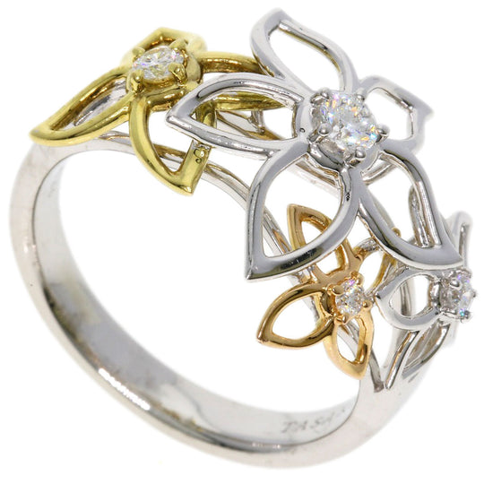TASAKI Ring K18YG , K18PG , K18WG Silver Diamond flower motif Women Used Authentic
