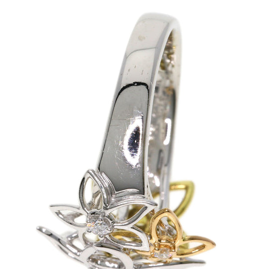 TASAKI Ring K18YG , K18PG , K18WG Silver Diamond flower motif Women Used Authentic