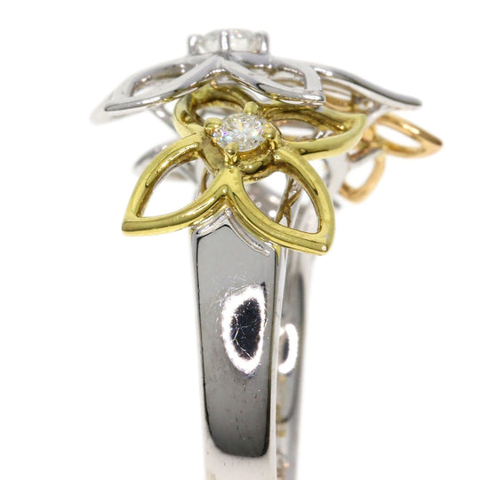 TASAKI Ring K18YG , K18PG , K18WG Silver Diamond flower motif Women Used Authentic