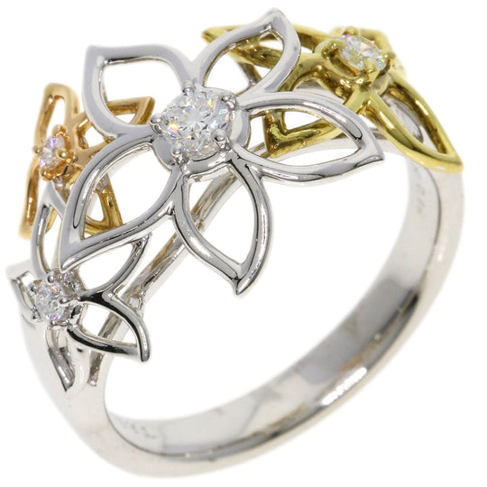 TASAKI Ring K18YG , K18PG , K18WG Silver Diamond flower motif Women Used Authentic