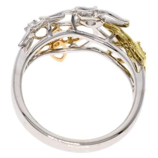 TASAKI Ring K18YG , K18PG , K18WG Silver Diamond flower motif Women Used Authentic