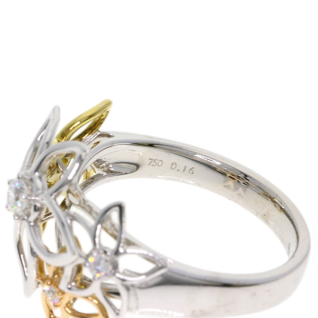 TASAKI Ring K18YG , K18PG , K18WG Silver Diamond flower motif Women Used Authentic