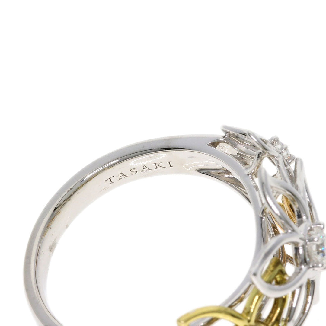 TASAKI Ring K18YG , K18PG , K18WG Silver Diamond flower motif Women Used Authentic
