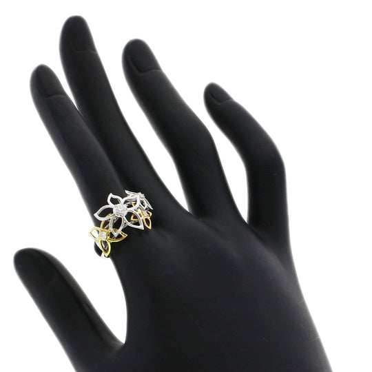 TASAKI Ring K18YG , K18PG , K18WG Silver Diamond flower motif Women Used Authentic