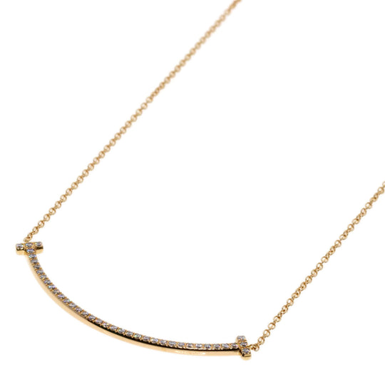 TIFFANY&Co. Necklace 18K Pink Gold gold T Smile Small Diamond
