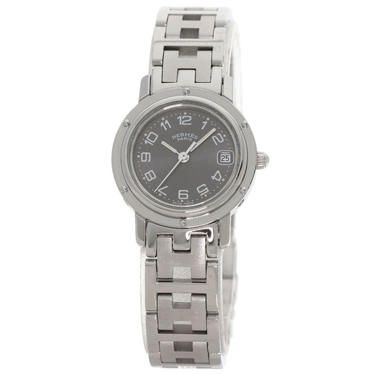 HERMES Watches Quartz CL4.210 Stainless Steel , Stainless Steel Silver Clipper gray dial Women Used Authentic
