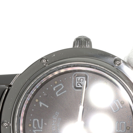 HERMES Watches Quartz CL4.210 Stainless Steel , Stainless Steel Silver Clipper gray dial Women Used Authentic