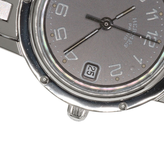 HERMES Watches Quartz CL4.210 Stainless Steel , Stainless Steel Silver Clipper gray dial Women Used Authentic