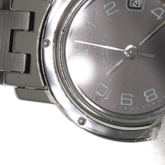 HERMES Watches Quartz CL4.210 Stainless Steel , Stainless Steel Silver Clipper gray dial Women Used Authentic