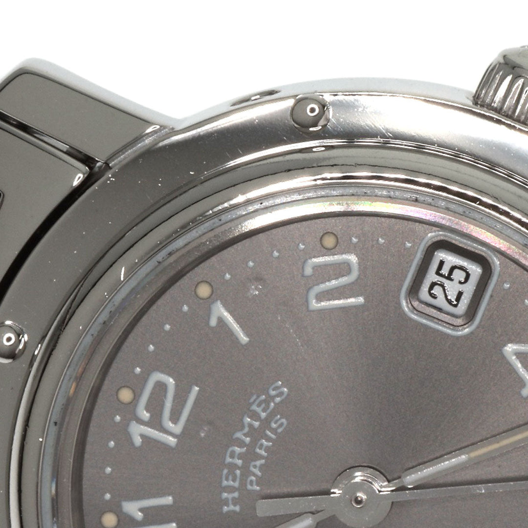 HERMES Watches Quartz CL4.210 Stainless Steel , Stainless Steel Silver Clipper gray dial Women Used Authentic
