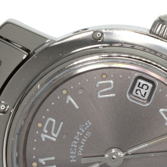 HERMES Watches Quartz CL4.210 Stainless Steel , Stainless Steel Silver Clipper gray dial Women Used Authentic