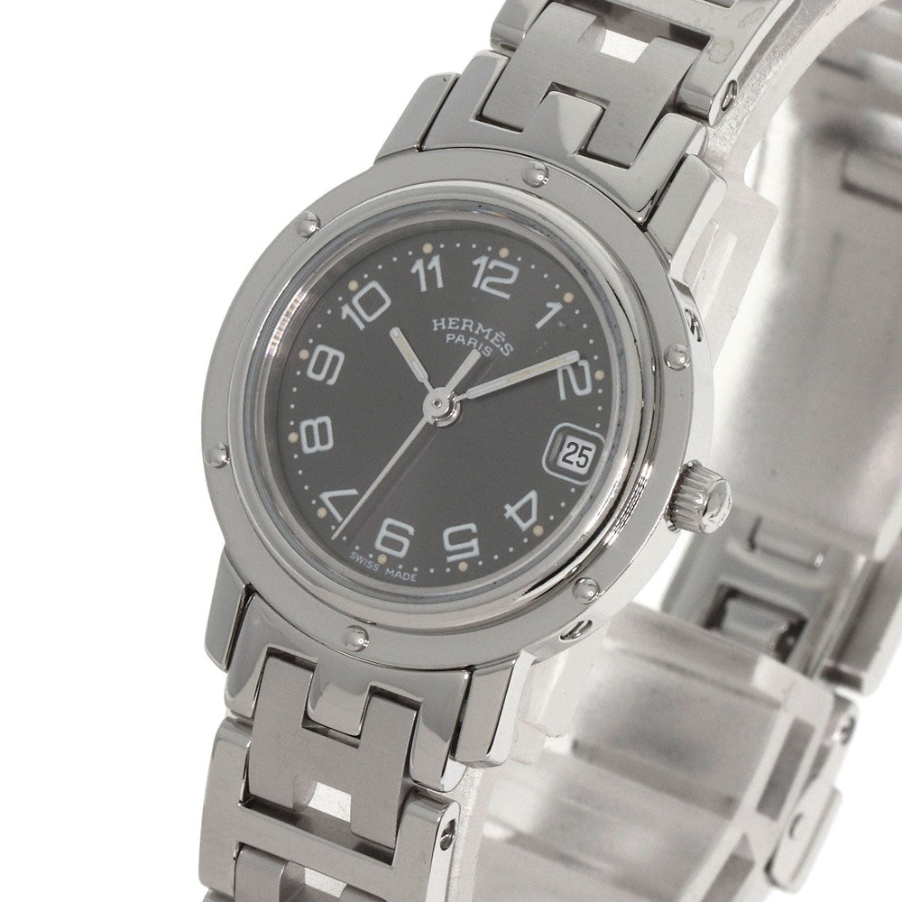 HERMES Watches Quartz CL4.210 Stainless Steel , Stainless Steel Silver Clipper gray dial Women Used Authentic