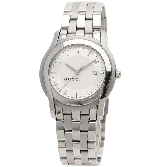 GUCCI Watches Quartz 5500XL Stainless Steel , Stainless Steel Silver Round face Silver dial mens Used Authentic