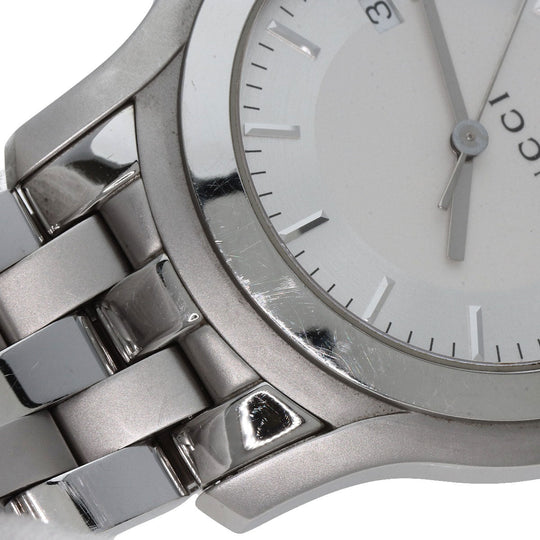 GUCCI Watches Quartz 5500XL Stainless Steel , Stainless Steel Silver Round face Silver dial mens Used Authentic
