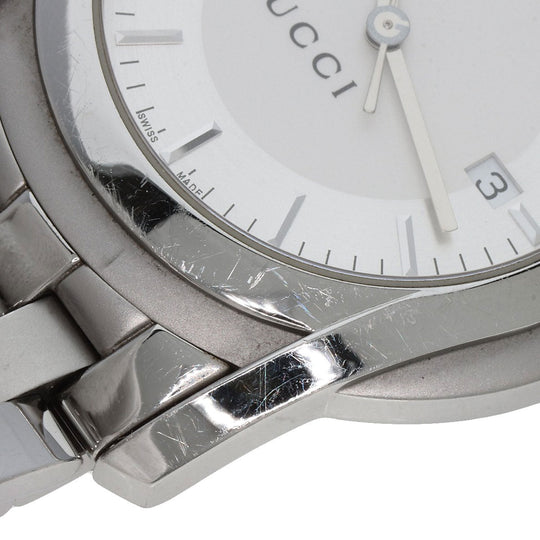 GUCCI Watches Quartz 5500XL Stainless Steel , Stainless Steel Silver Round face Silver dial mens Used Authentic