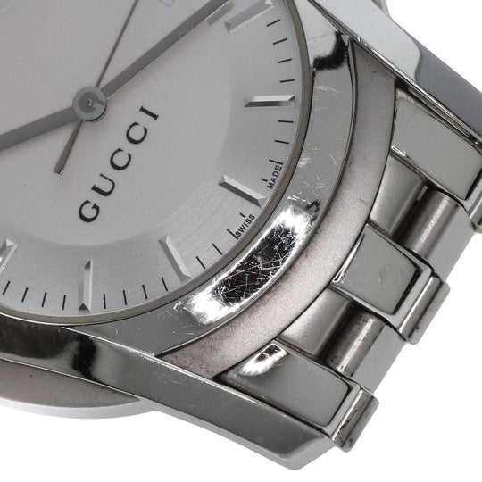 GUCCI Watches Quartz 5500XL Stainless Steel , Stainless Steel Silver Round face Silver dial mens Used Authentic