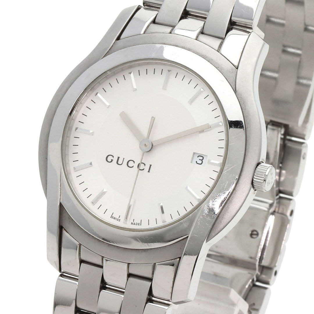 GUCCI Watches Quartz 5500XL Stainless Steel , Stainless Steel Silver Round face Silver dial mens Used Authentic