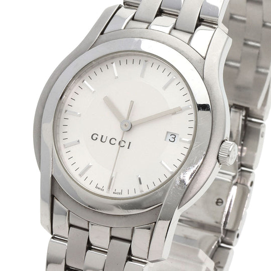 GUCCI Watches Quartz 5500XL Stainless Steel , Stainless Steel Silver Round face Silver dial mens Used Authentic
