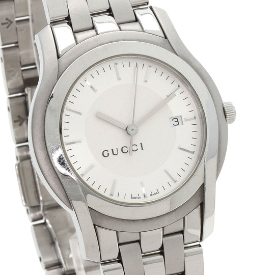 GUCCI Watches Quartz 5500XL Stainless Steel , Stainless Steel Silver Round face Silver dial mens Used Authentic