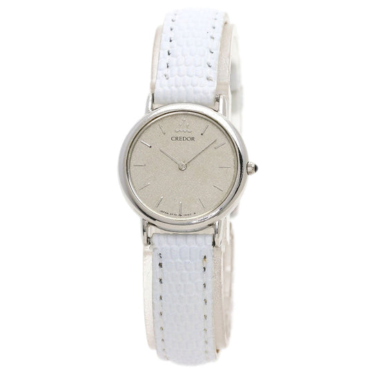 SEIKO Watches Quartz 2F70-0330 PT900, leather Silver Round face Silver dial Women Used Authentic