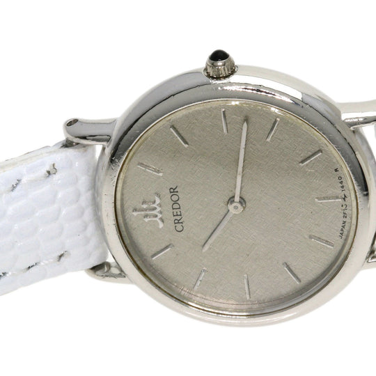 SEIKO Watches Quartz 2F70-0330 PT900, leather Silver Round face Silver dial Women Used Authentic
