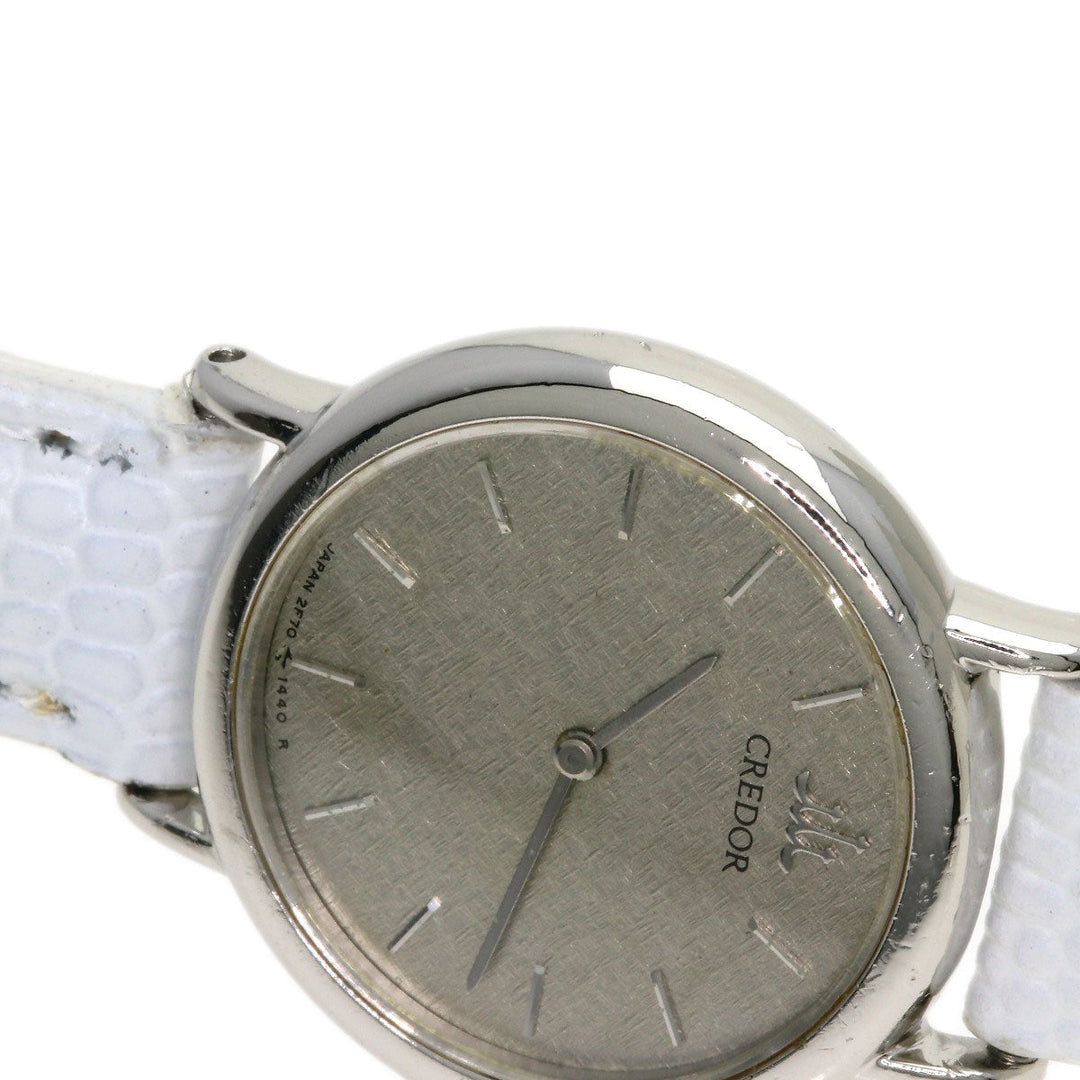 SEIKO Watches Quartz 2F70-0330 PT900, leather Silver Round face Silver dial Women Used Authentic