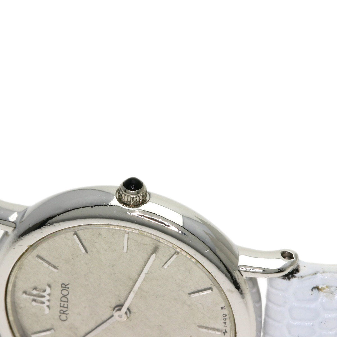 SEIKO Watches Quartz 2F70-0330 PT900, leather Silver Round face Silver dial Women Used Authentic