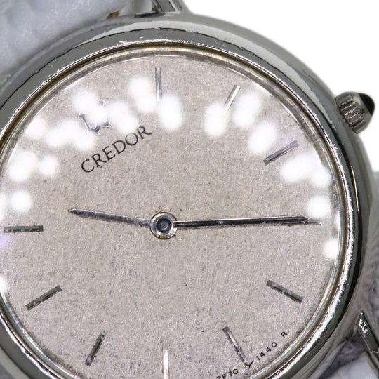 SEIKO Watches Quartz 2F70-0330 PT900, leather Silver Round face Silver dial Women Used Authentic