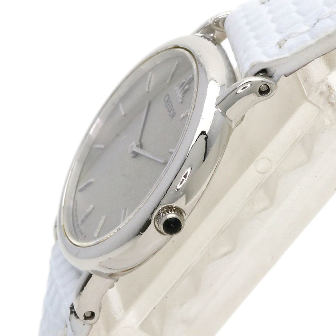 SEIKO Watches Quartz 2F70-0330 PT900, leather Silver Round face Silver dial Women Used Authentic