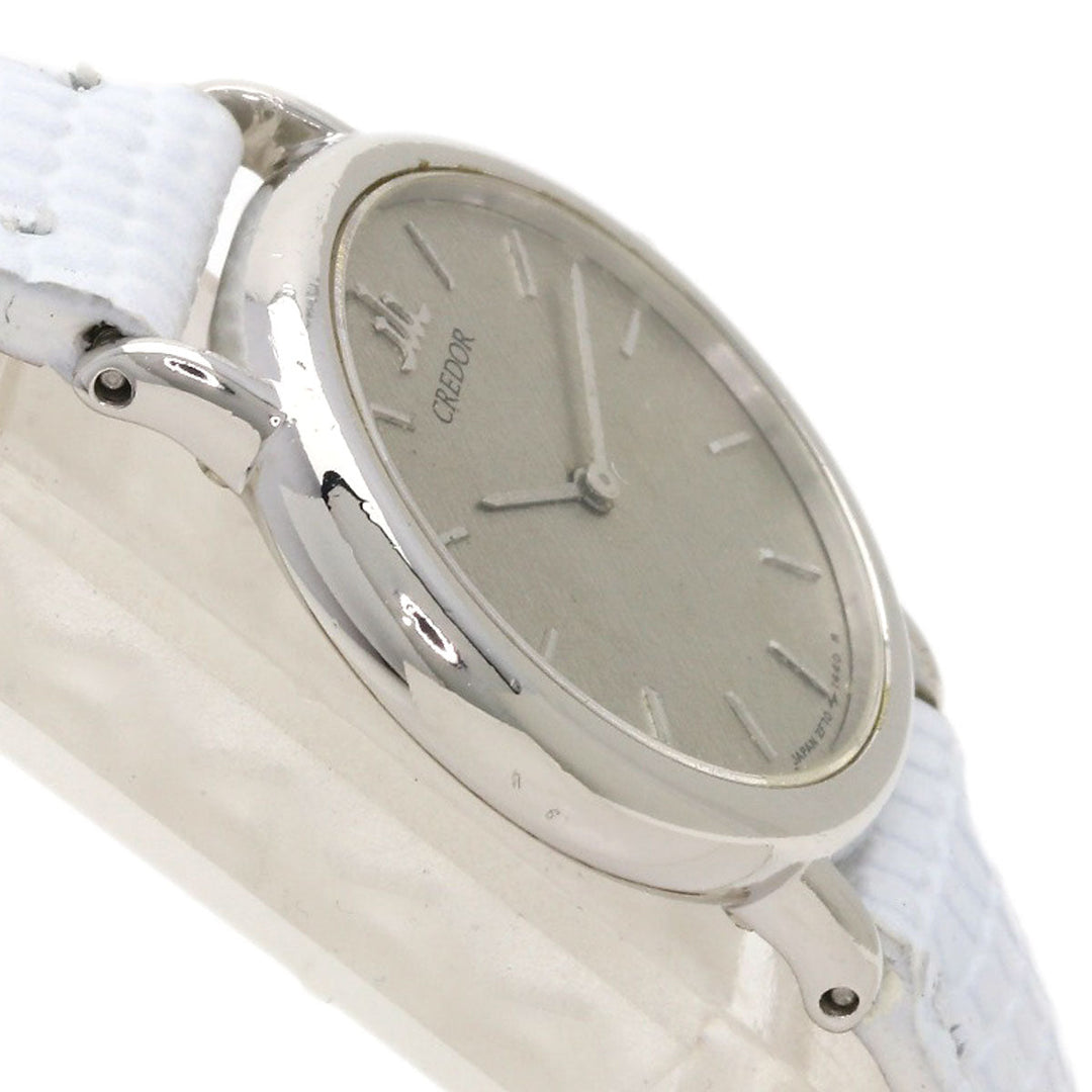 SEIKO Watches Quartz 2F70-0330 PT900, leather Silver Round face Silver dial Women Used Authentic