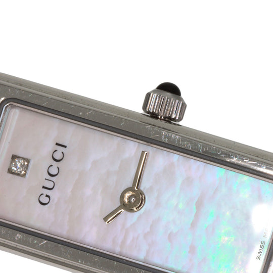 GUCCI Watches Quartz 1500L Stainless Steel , Stainless Steel Silver Square face bangle White shell dial Women Used Authentic